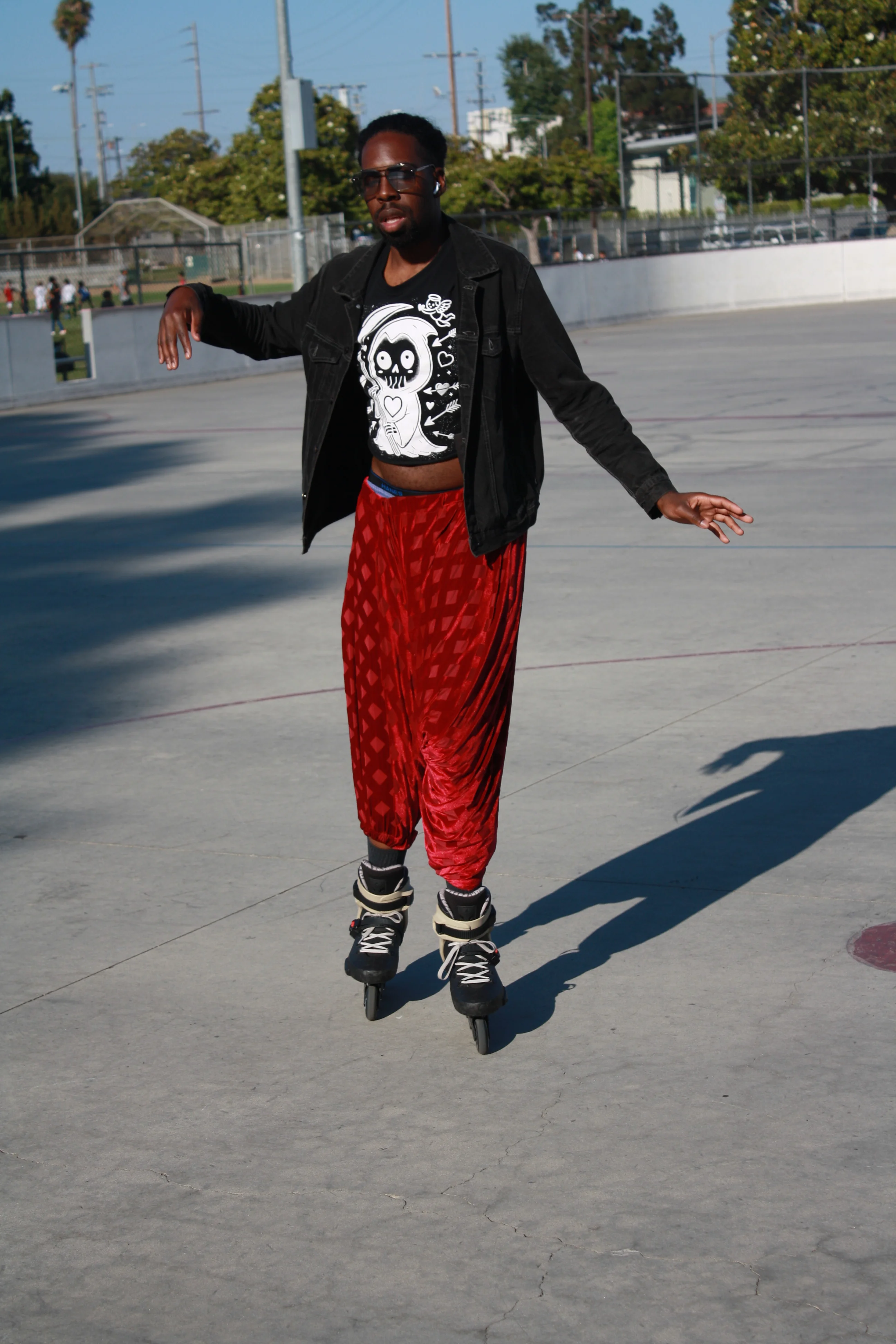 Coco Lavelle skating at an outdoor rink